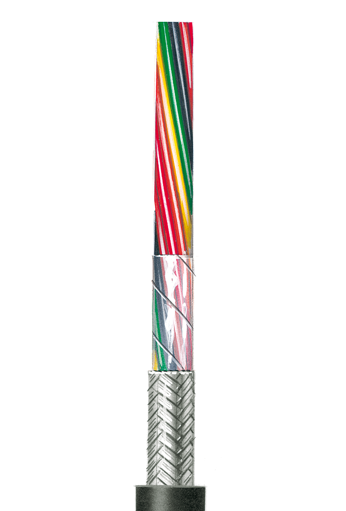 Flexible black Control Cable, shielded AWG 22 C UL 2464/1061, 2 Cores