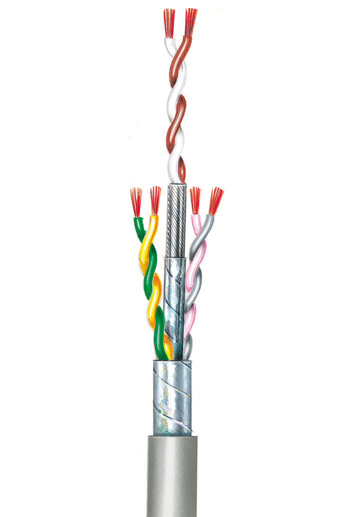 Flexible Connection Cable, twisted pairs, shielded (by spiral wrapping) LiY-LiY(CB)-Y 0,14