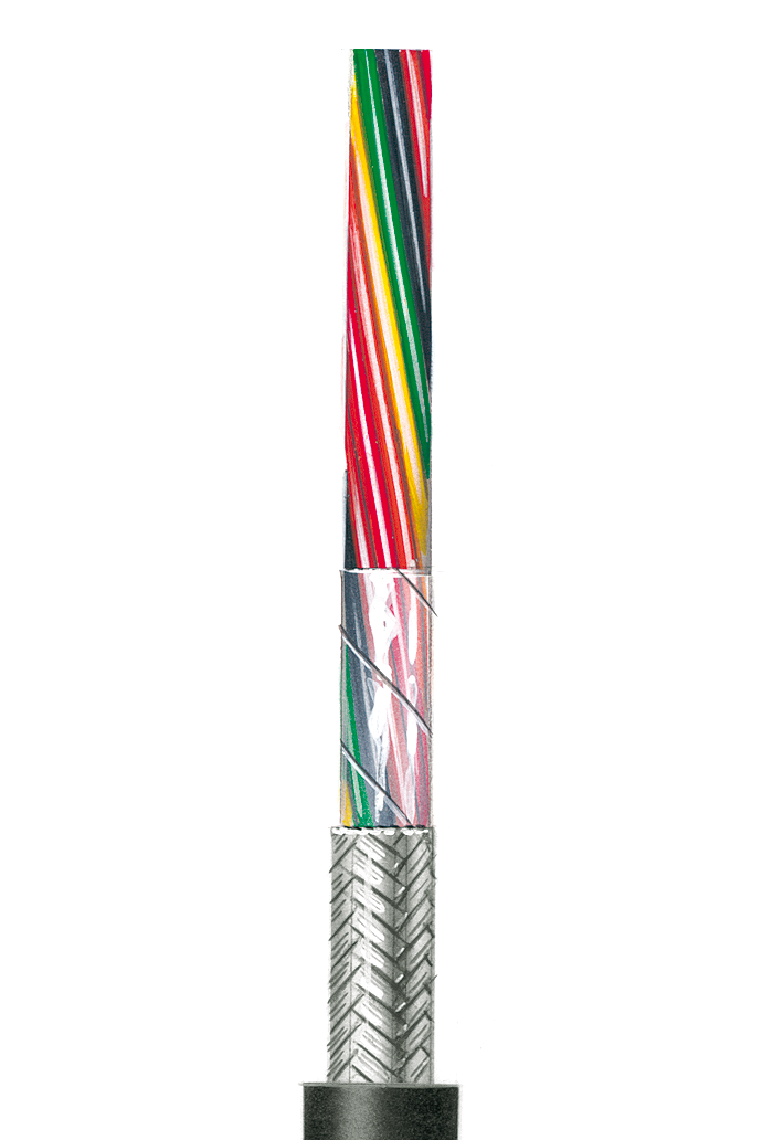 Flexible black Control Cable, shielded AWG 28 C UL 2464/1061, 2 Cores